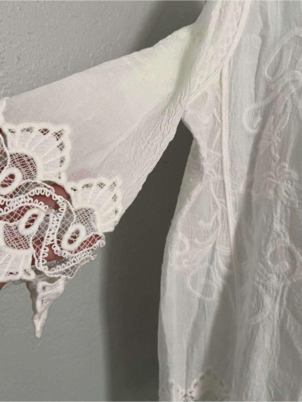 Forgotten Grace bohemian-style peasant Top white blouse Embroidered Lace-Trim XL - Picture 8 of 9